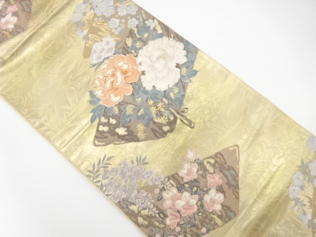 流水に花模様織り出し　袋帯